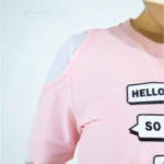 تیشرت صورتی سرشانه باز