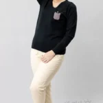 بلوز بافت کشی جیب دار یقه هفت