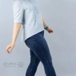 بلوز گلدوزی وارداتی یقه هفت آبی