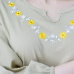 تونیک خونگی نخی گلدوزی گل دور یقه