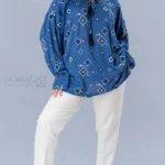 مانتو نخی تابستونه آبی گلدوزی
