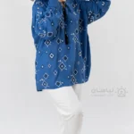 مانتو نخی تابستونه آبی گلدوزی