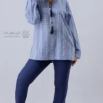 مانتو راه راه گلی آبی