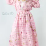 پیراهن بلند ساحلی صورتی آستین بلند