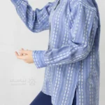 مانتو راه راه گلی آبی