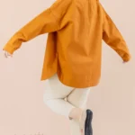 مانتو کتان دوجیب نارنجی