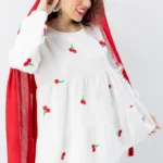 مانتو عروسکی گیلاسی سفید
