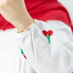مانتو عروسکی گیلاسی سفید