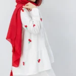 مانتو عروسکی گیلاسی سفید