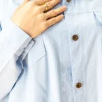 مانتو دکمه دار لینن رنگ آبی