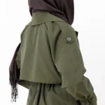 بارانی آستردار رنگ سبز یشمی