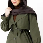 بارانی آستردار رنگ سبز یشمی