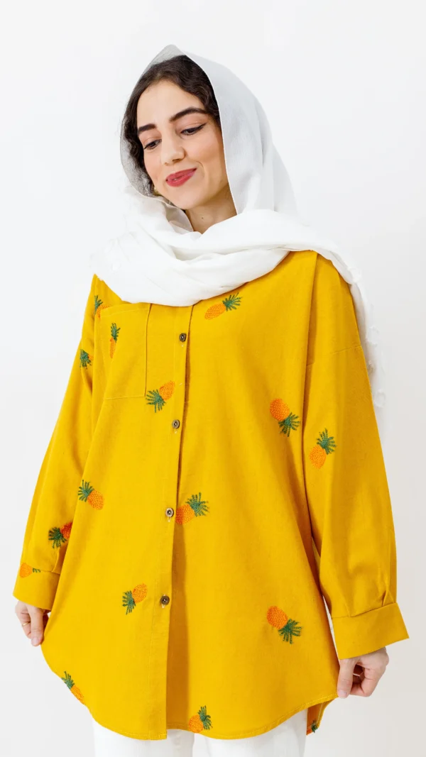 مانتو آناناسی دکمه دار زرد