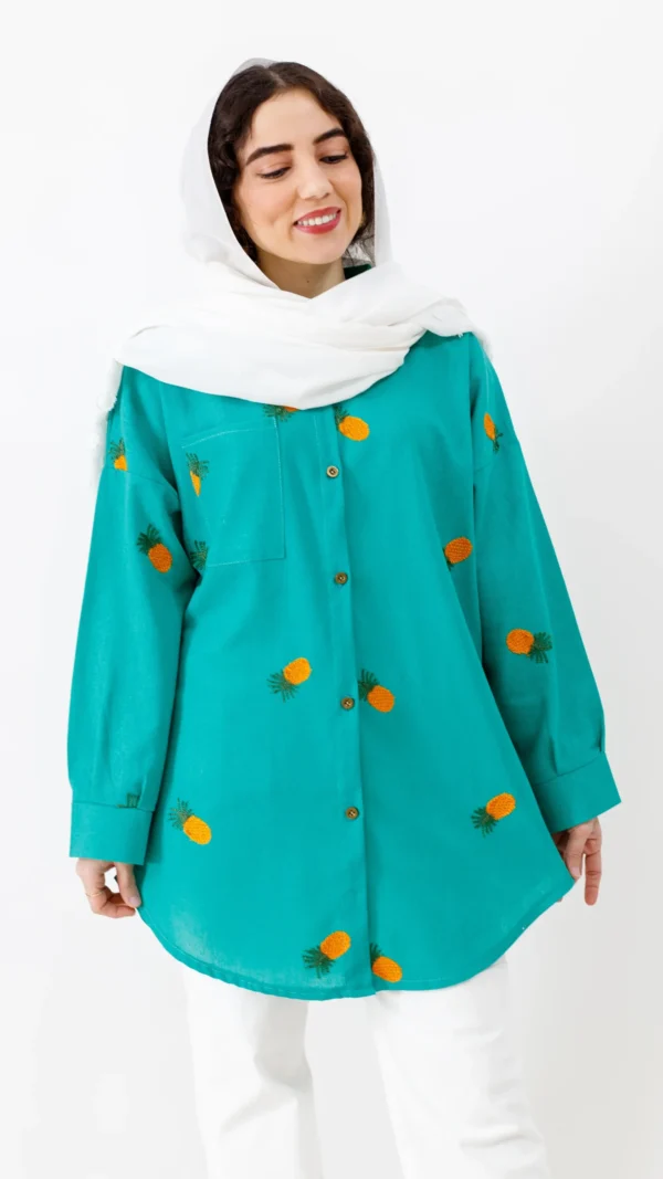 مانتو آناناسی دکمه دار سبز