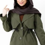 بارانی آستردار رنگ سبز یشمی