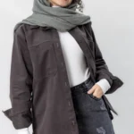 مانتو کتان ذغالی