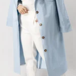 مانتو کتان بلند آبی