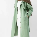 مانتو کتان بلند سبز