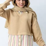 شومیز دو تیکه کرمی