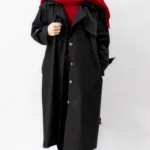 مانتو کتان بلند مشکی