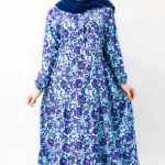 پیراهن بلند ساحلی آبی سورمه ای
