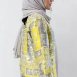 کت ژاکارد آستین لاله زرد