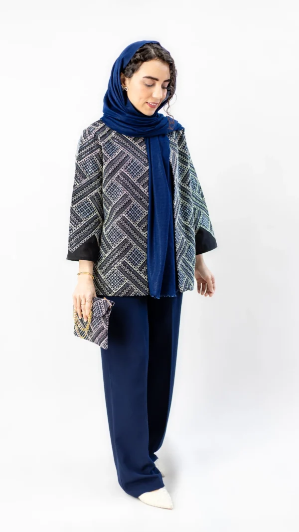 کت سوزن دوزی سرمه ای