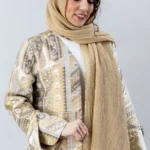 کت ژاکارد آستین لاله طلایی