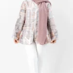 کت ژاکارد آستین لاله صورتی