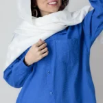 شومیز کنفی آبی کاربنی