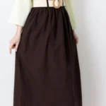 دامن چیندار لینن رنگ قهوه ای