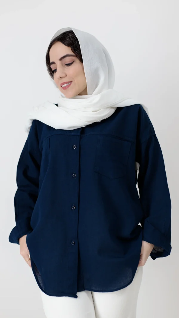 شومیز کنفی رنگ سرمه ای