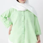 شومیز کنفی رنگ سبز پاستیلی