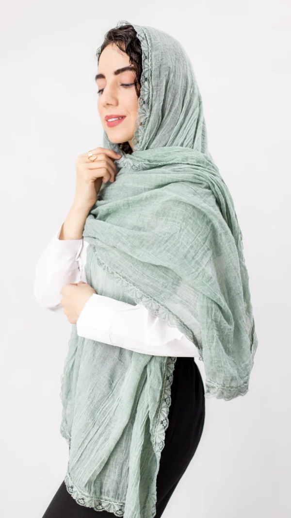 شال لبه گیپور سبز