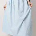 دامن چیندار لینن رنگ آبی آسمانی