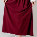 دامن چیندار لینن رنگ زرشکی