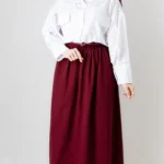 دامن چیندار لینن رنگ زرشکی