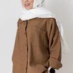 شومیز کنفی صورتی قهوه ای