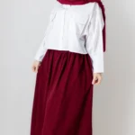 دامن چیندار لینن رنگ زرشکی