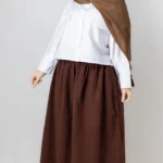 دامن چیندار لینن رنگ قهوه ای