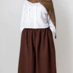 دامن چیندار لینن رنگ قهوه ای