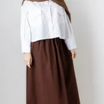دامن چیندار لینن رنگ قهوه ای