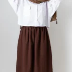 دامن چیندار لینن رنگ قهوه ای