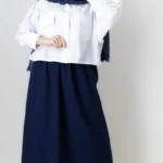 دامن چیندار لینن رنگ سورمه ای