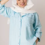 شومیز کنفی آبی آسمانی