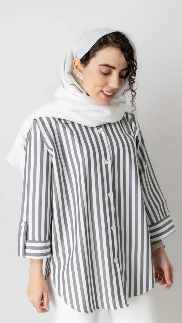 شومیز استین پاکتی ذغالی