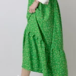 دامن گل گلی سبز پر رنگ