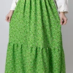 دامن گل گلی سبز کم رنگ
