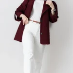 کت لینن زرشکی