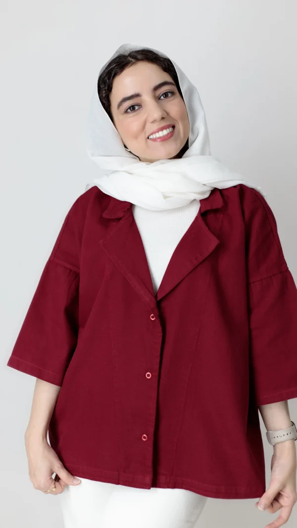 کت باکسی رنگ زرشکی